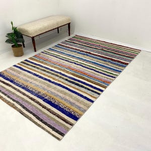5’5x8’3 Vintage Kilim Rug, Turkish Vintage Area Rug, 5x8 Striped Kilim Rug, Turkish Kilim Rug, Vintage Rug ,Handmade Cotton, 250x166 cm