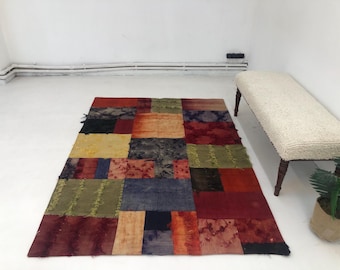 Alfombra Kilim turca vintage: alfombra de corredor de lana tejida a mano (4 x 6 pies)