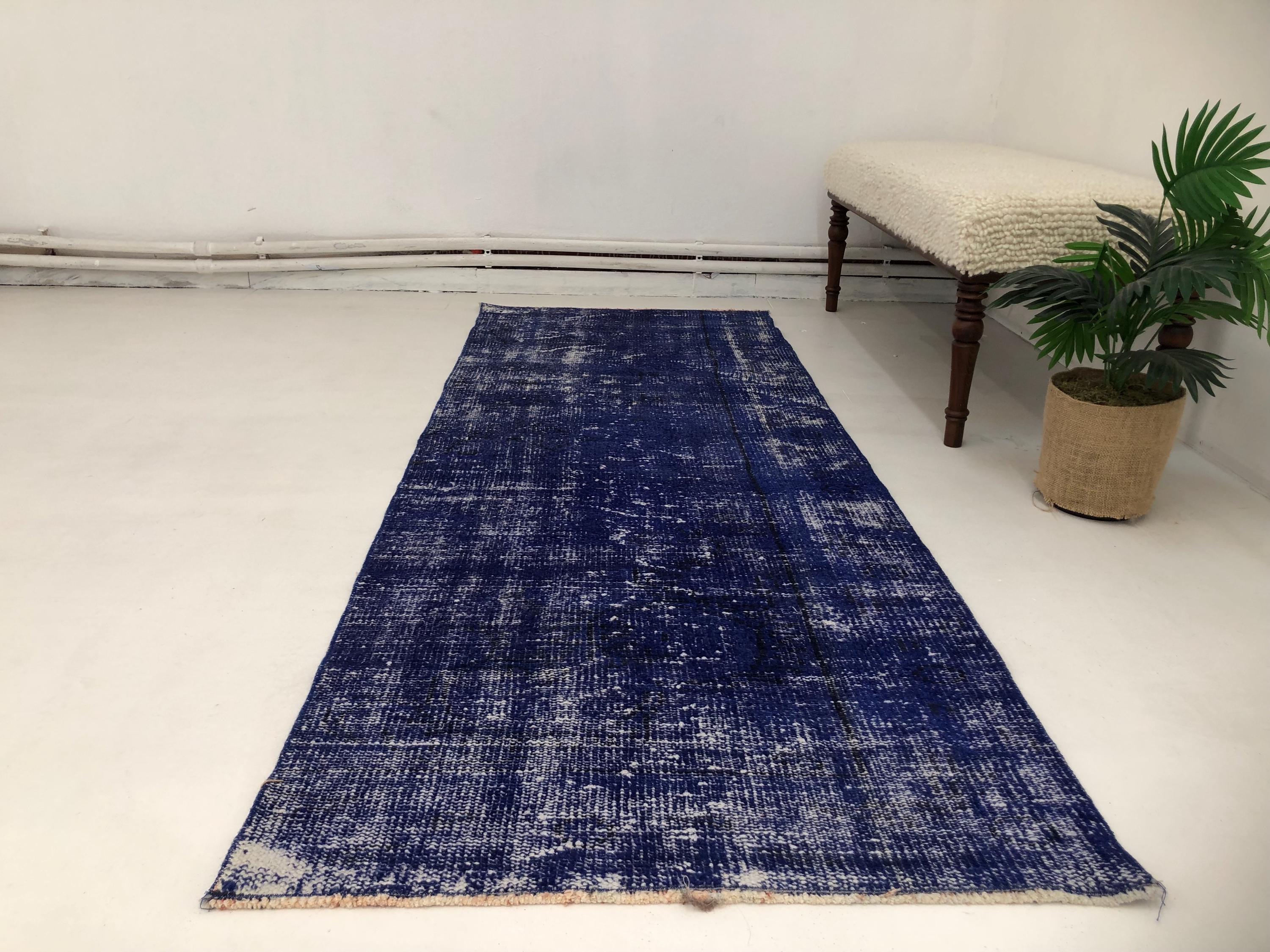 ヴィンテージトルコキリムランナーラグ：手織りウール、2.7x7.4