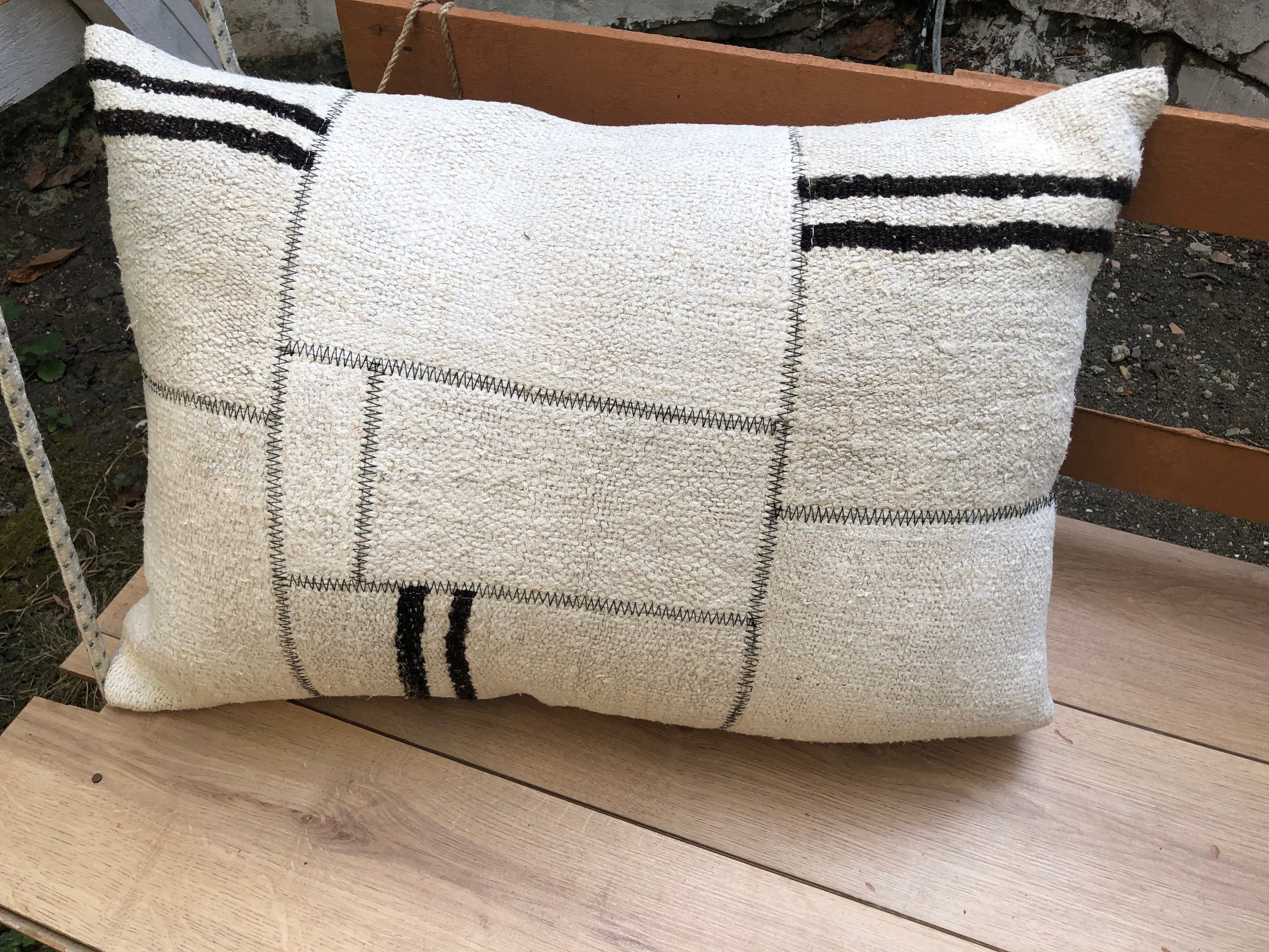 Kilim Pillow 20x28 Inches,pillow Cover Rug , Hand Made Hemp Pillow