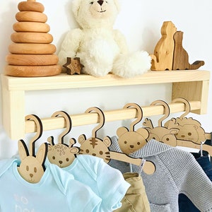 Cute Wooden Baby Hangers, Wooden Baby Closet Hangers Baby Boy Shower Gift  Bunny Bear Fox Panda Lion Giraffe Hanger Baby Girl Hangers 