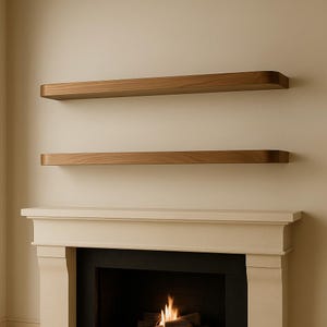 Wooden Floating Mantel Shelf – Rounded Edge Wall Shelf for Stylish Home Décor and a Practical Storage Solution