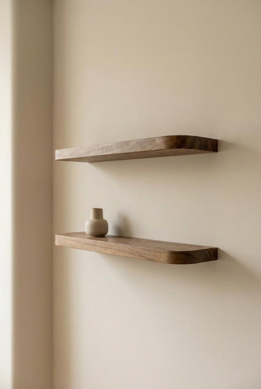 Shelf Rounded Edges Rounded Edge Floating Wooden Shelf – Modern Wall Shelf for Home or ...