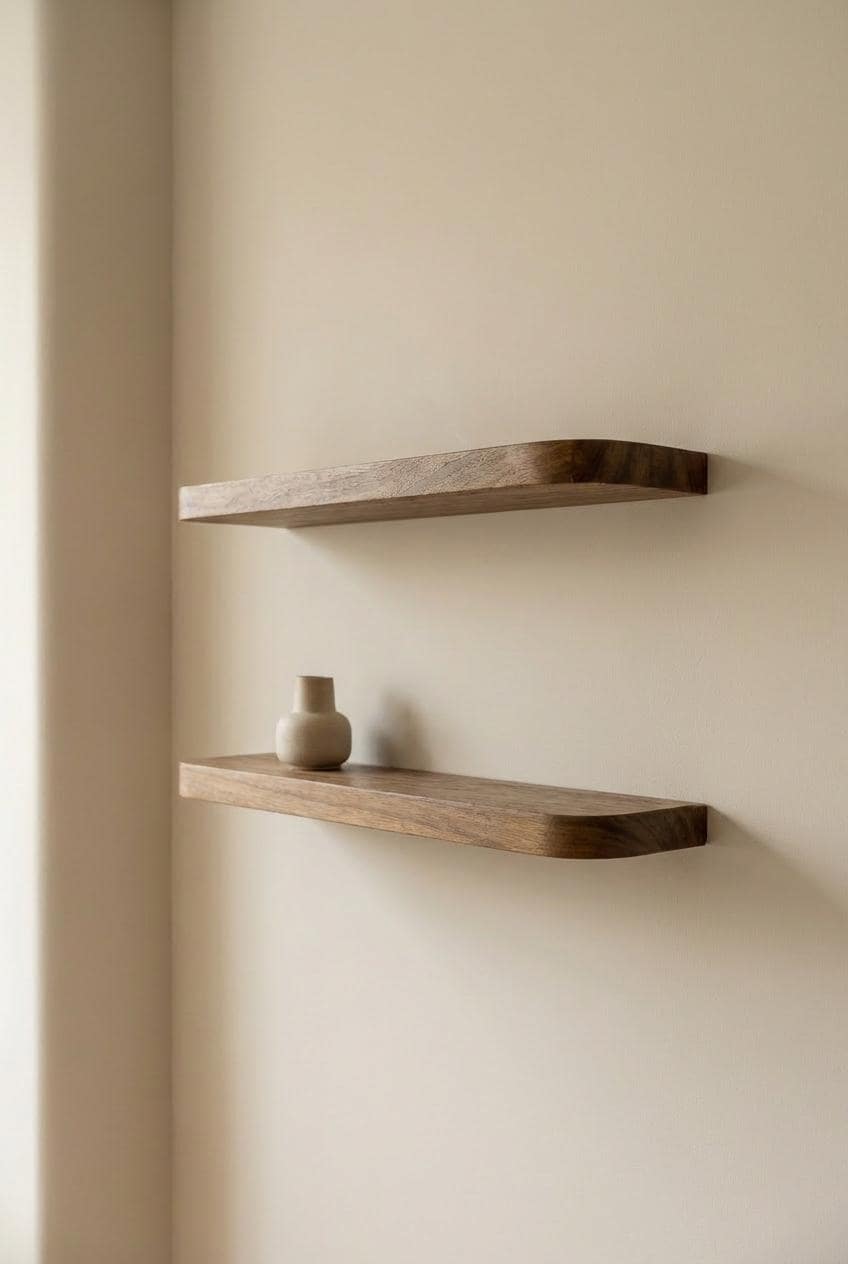 Shelf Rounded Edges Rounded Edge Floating Wooden Shelf – Modern Wall Shelf for Home or ...