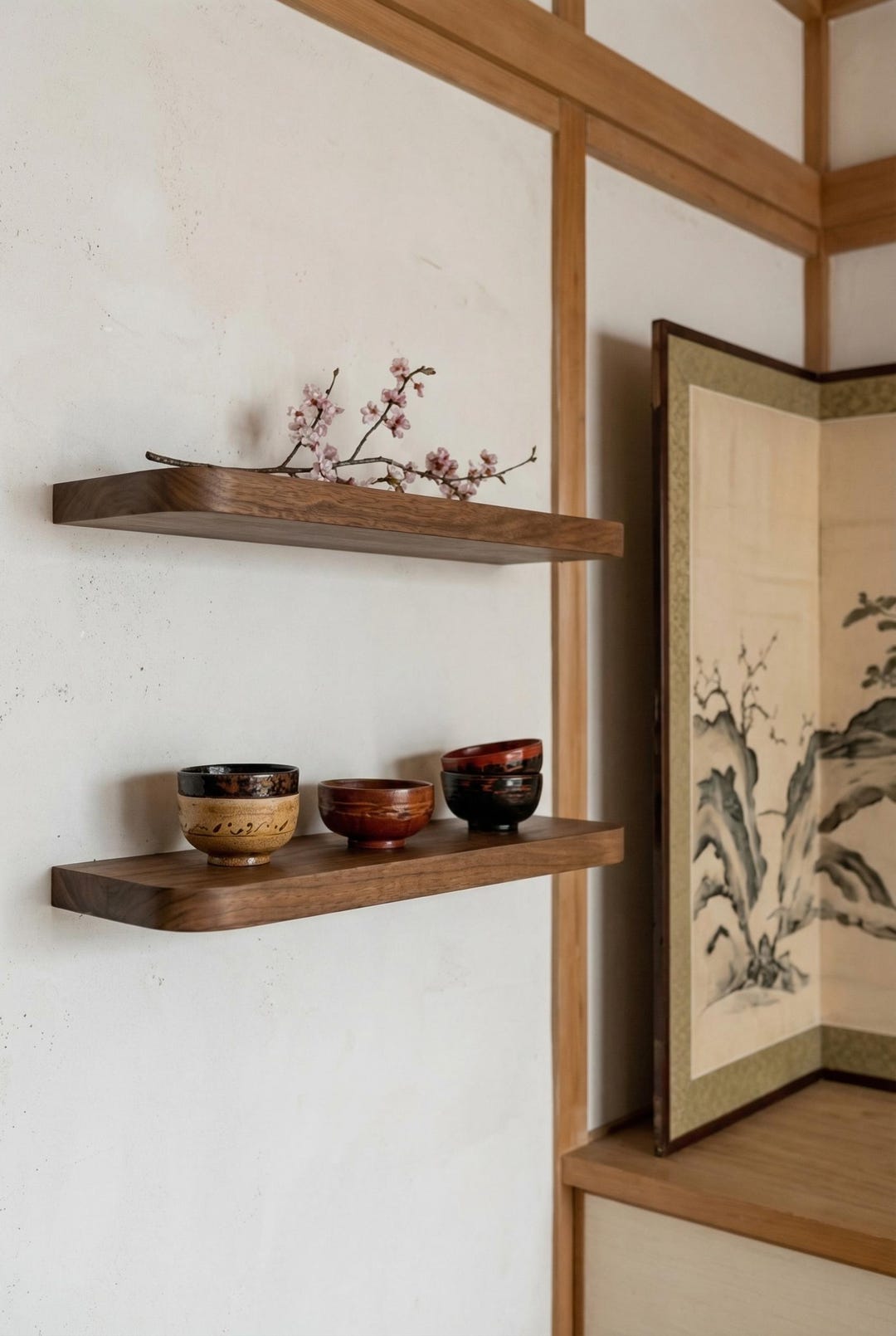 Modern Rounded Wood Floating Shelf - Minimalist Wall Decor for Home ...