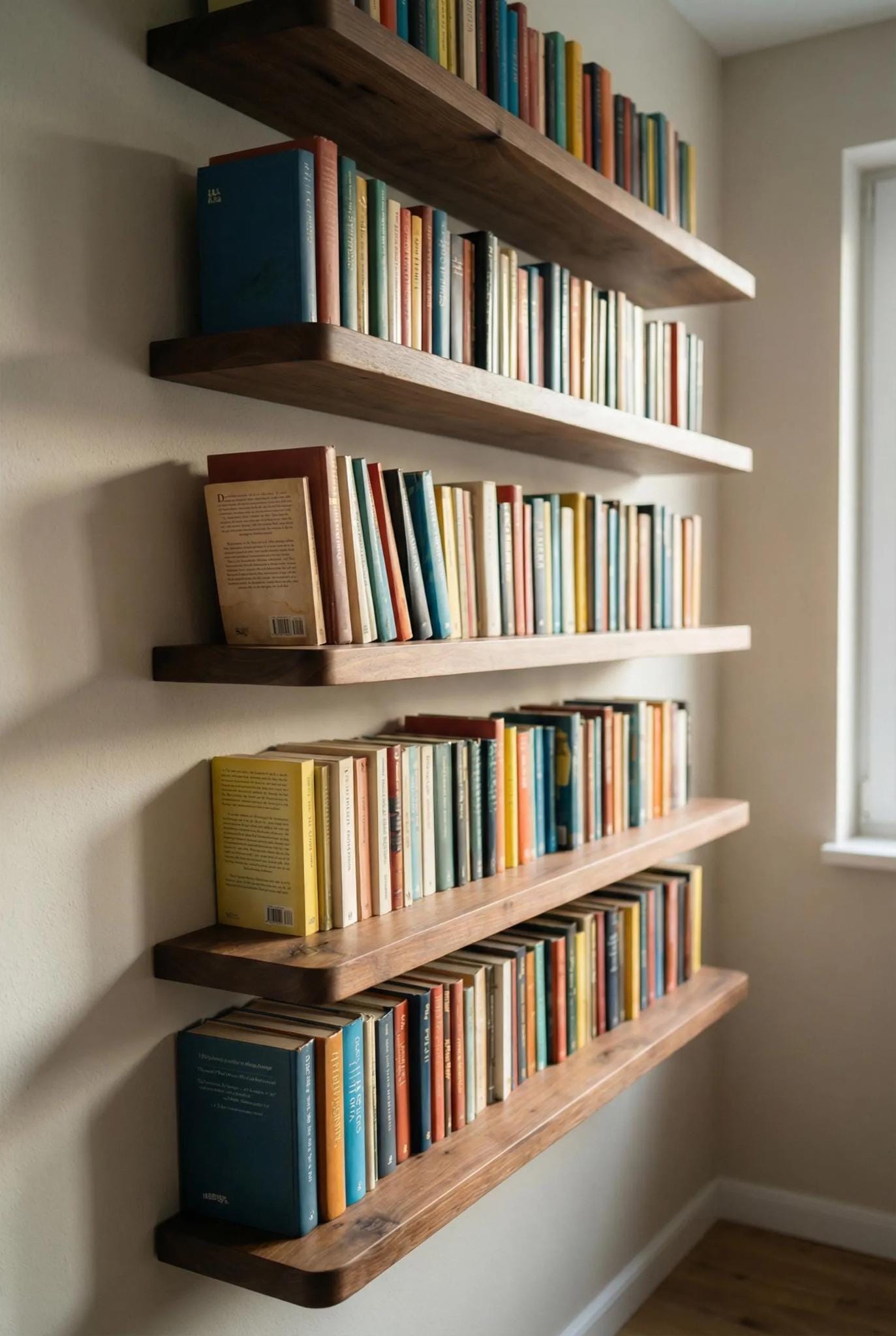Rounded Edge Wooden Floating Shelf – Modern Wall Bookshelf - Etsy