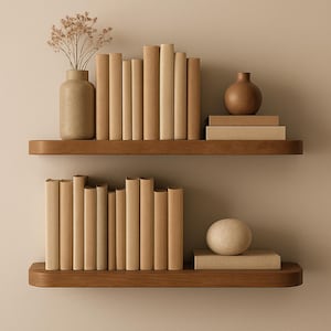 Étagère moderne en bois : étagère murale flottante élégante avec grain de bois naturel, parfaite pour organiser des livres et exposer des décorations n&#39;importe où.