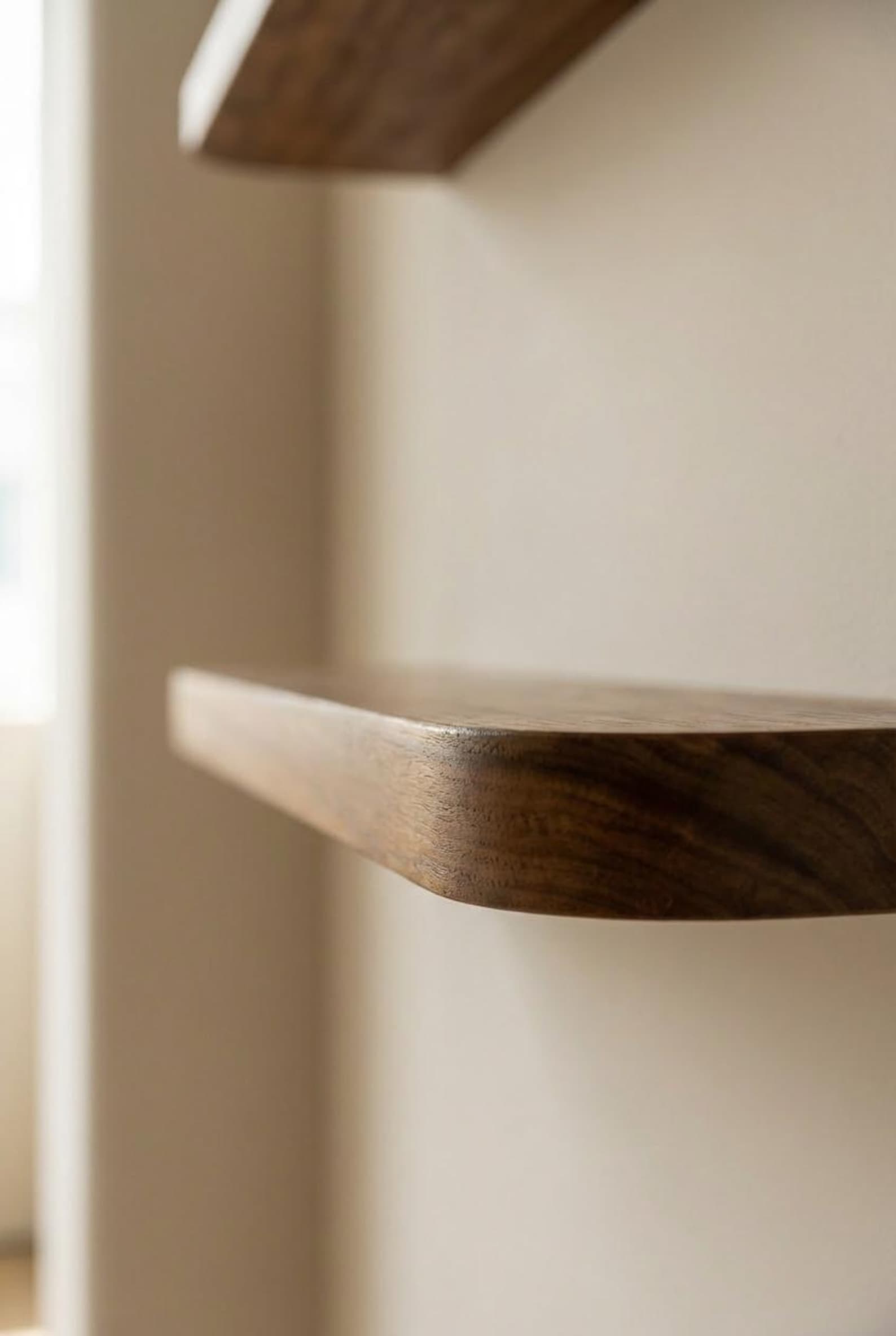 One Side Rounded Shelf Rounded Edge Floating Wooden Shelf – Modern Wall Shelf for Home or ...