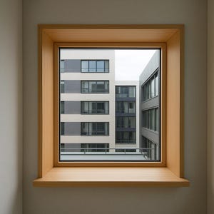 Modern Window Trim with Natural Wood Jambs – Ultra-Thin Custom Veneer Panels for Stylish Contemporary Interiors