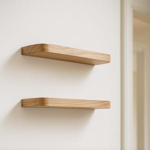 Wooden Floating Wall Shelf with Rounded Edges – Modern Rustic Storage and Display Shelf for Home or Office Decor