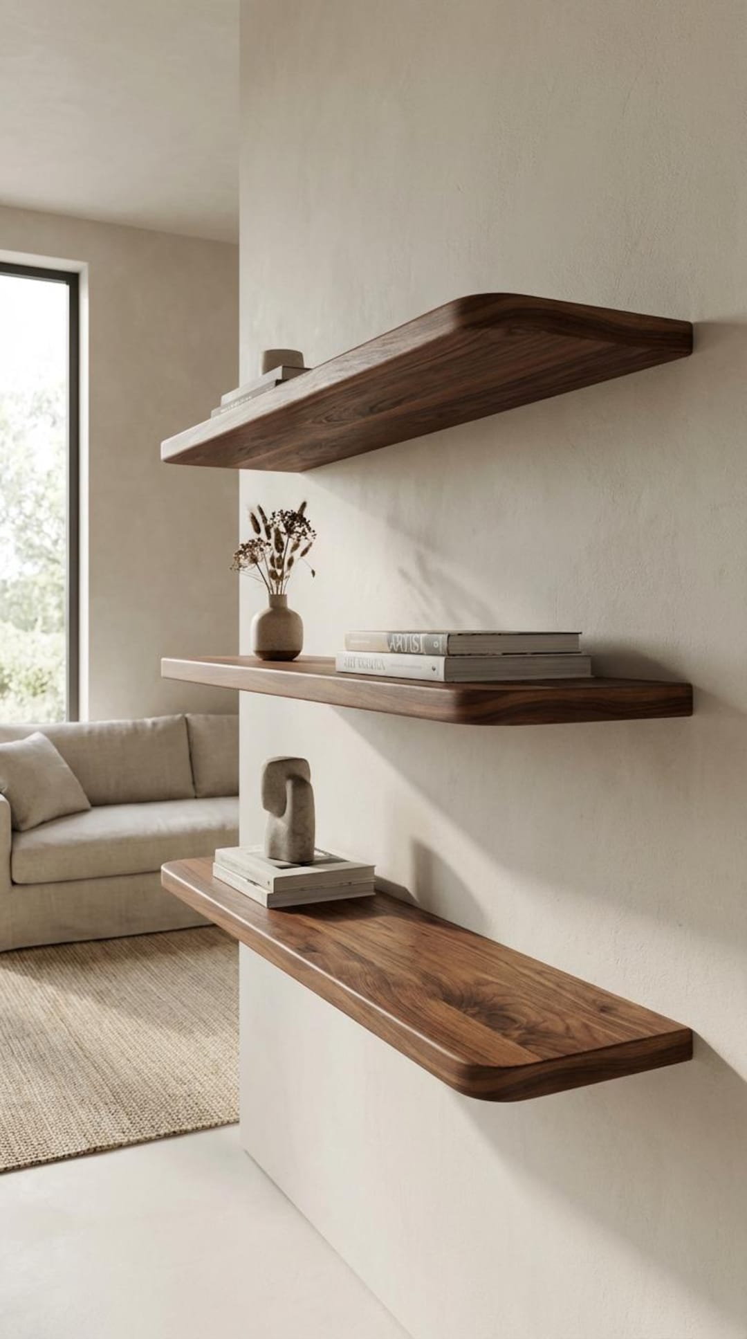 Shelf Rounded Edges Modern Rounded Edge Wooden Wall Shelf for Minimalist Home and Office ...
