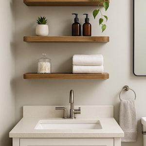 Rounded Edge Floating Wooden Shelf – Modern Wall Shelf for Home Office Storage, Stylish Decoration and Cozy Atmosphere