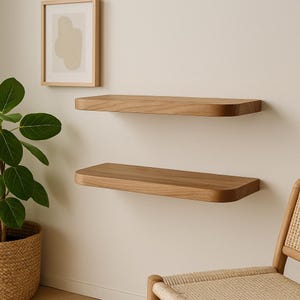 Rounded Edge Wooden Floating Shelf – Modern Wall Shelf for Stylish Home Storage and Decorative Display