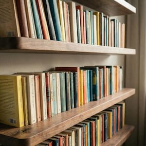 Modern Walnut Floating Shelf With Rounded Edges for Wall Book Storage ...