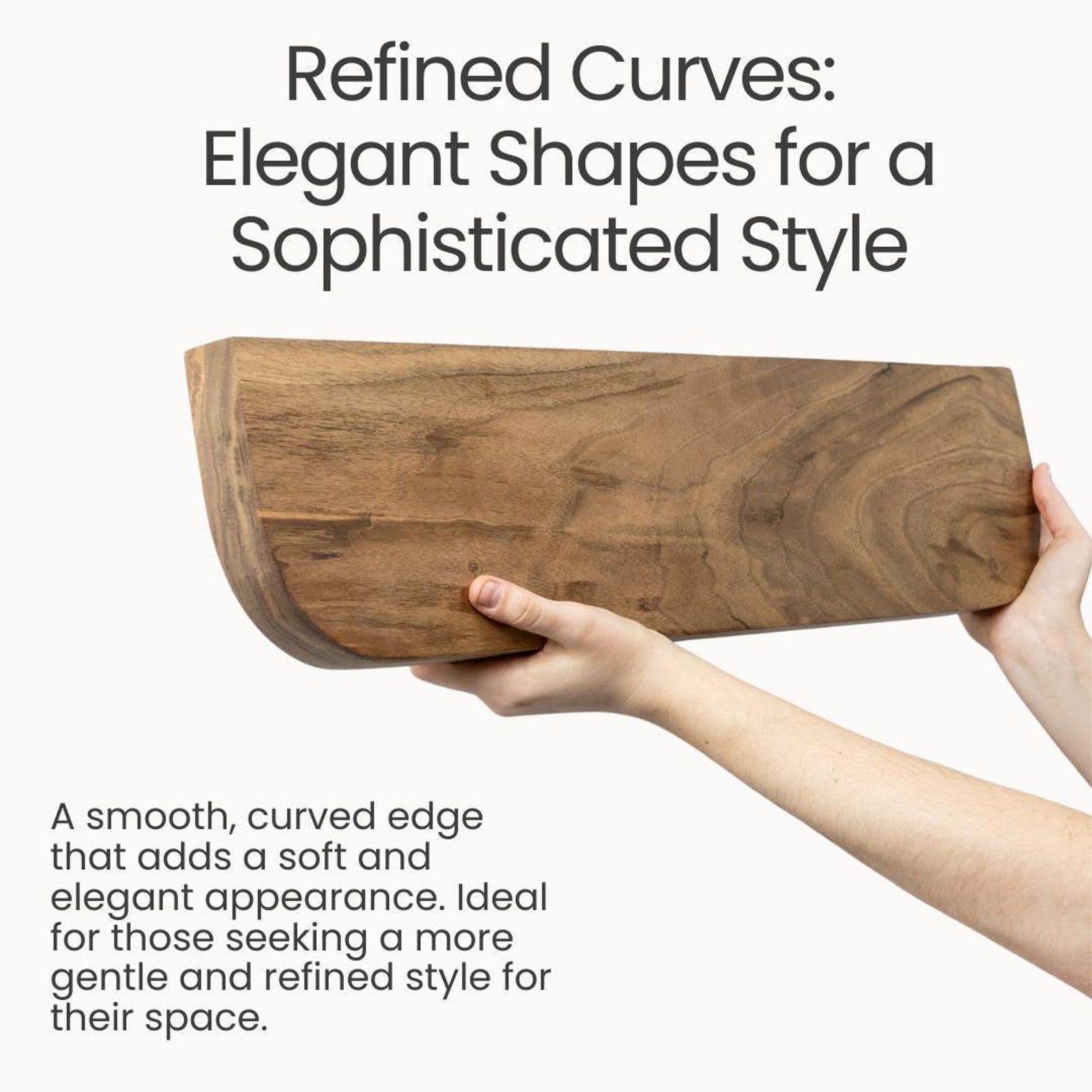 Modern Walnut Floating Shelf With Rounded Edges for Wall Book Storage ...