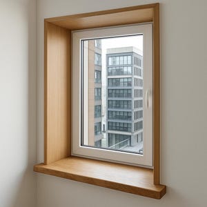 Custom Wooden Window Jambs – Handmade Oak or Ash Interior Window Reveals, Modern Minimalist Design, Natural Wood Finish