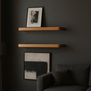 Modern Rounded Edge Wooden Shelf – Sleek Floating Wall Shelf for Elegant Living Room, Bedroom, or Office Organization