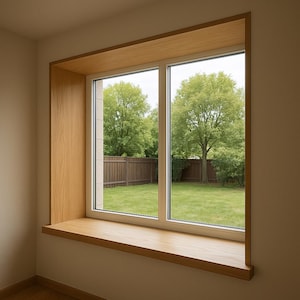 Minimalist wood window jambs – custom natural trim for interior installation, perfect for modern home design, clean and elegant look