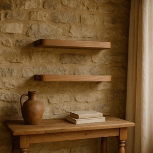 Natural Walnut Floating Shelf – Rounded Edge Wooden Wall Shelf for Books, Storage, and Decorative Display
