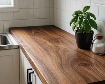 Massivholzplatte – Nussbaum, Eiche & Esche | Benutzerdefinierte handgefertigte Ess-, Schreibtisch- oder Couchtischplatte | Live Edge oder Straight Edge Design