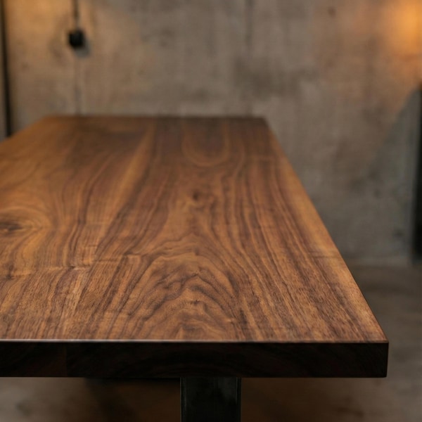 Tablero de madera maciza: nogal, roble o fresno / Superficie artesanal personalizada para escritorios y mesas de comedor