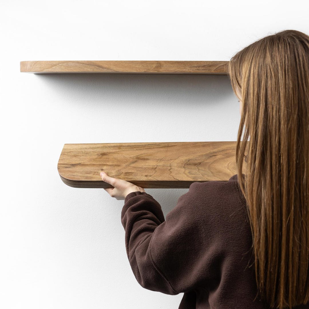 Floating Shelf With Rounded Edges, Modern Wall Shelf for Living Room ...
