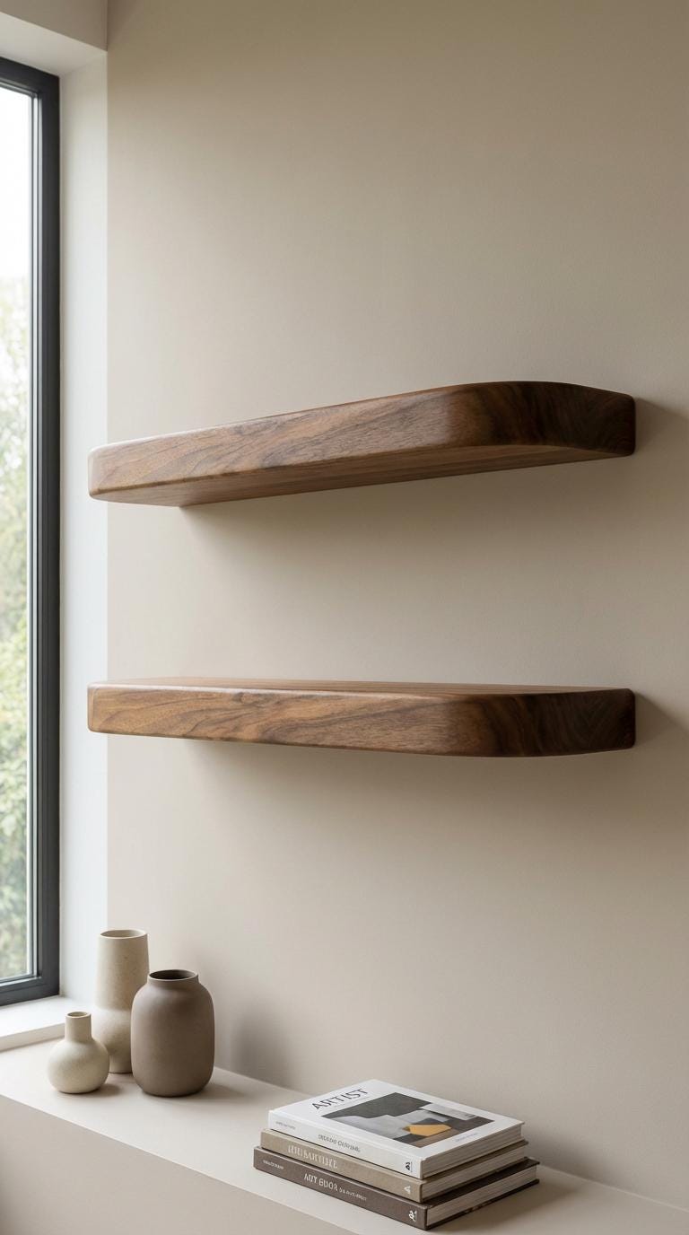 Rounded Edge Wooden Floating Shelf for Modern Wall Storage and Stylish ...