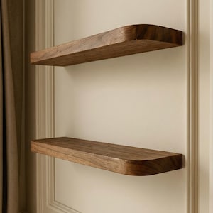 Rounded Edge Wooden Wall Shelf – Modern Floating Shelf for Stylish Home and Office Storage and Decoration