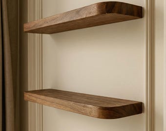 Rounded Edge Wooden Wall Shelf – Modern Floating Shelf for Stylish Home and Office Storage and Decoration