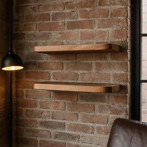 Wooden Wall Shelf with Rounded Edges – Modern Floating Shelf for Office, Living Room, and Home Décor