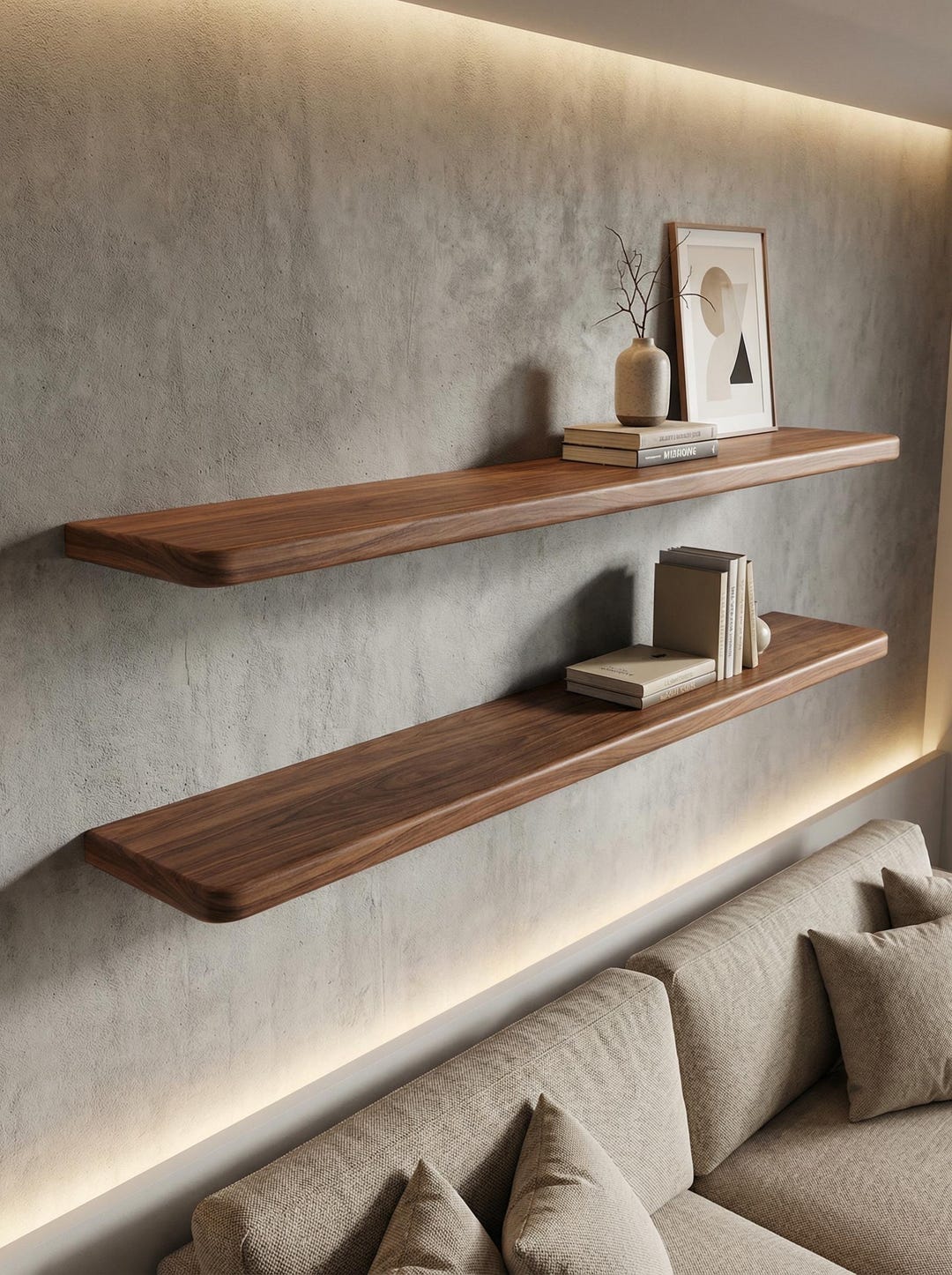 Floating Wood Shelf for Decor – Wall Mounted Wooden Shelf With Smooth ...