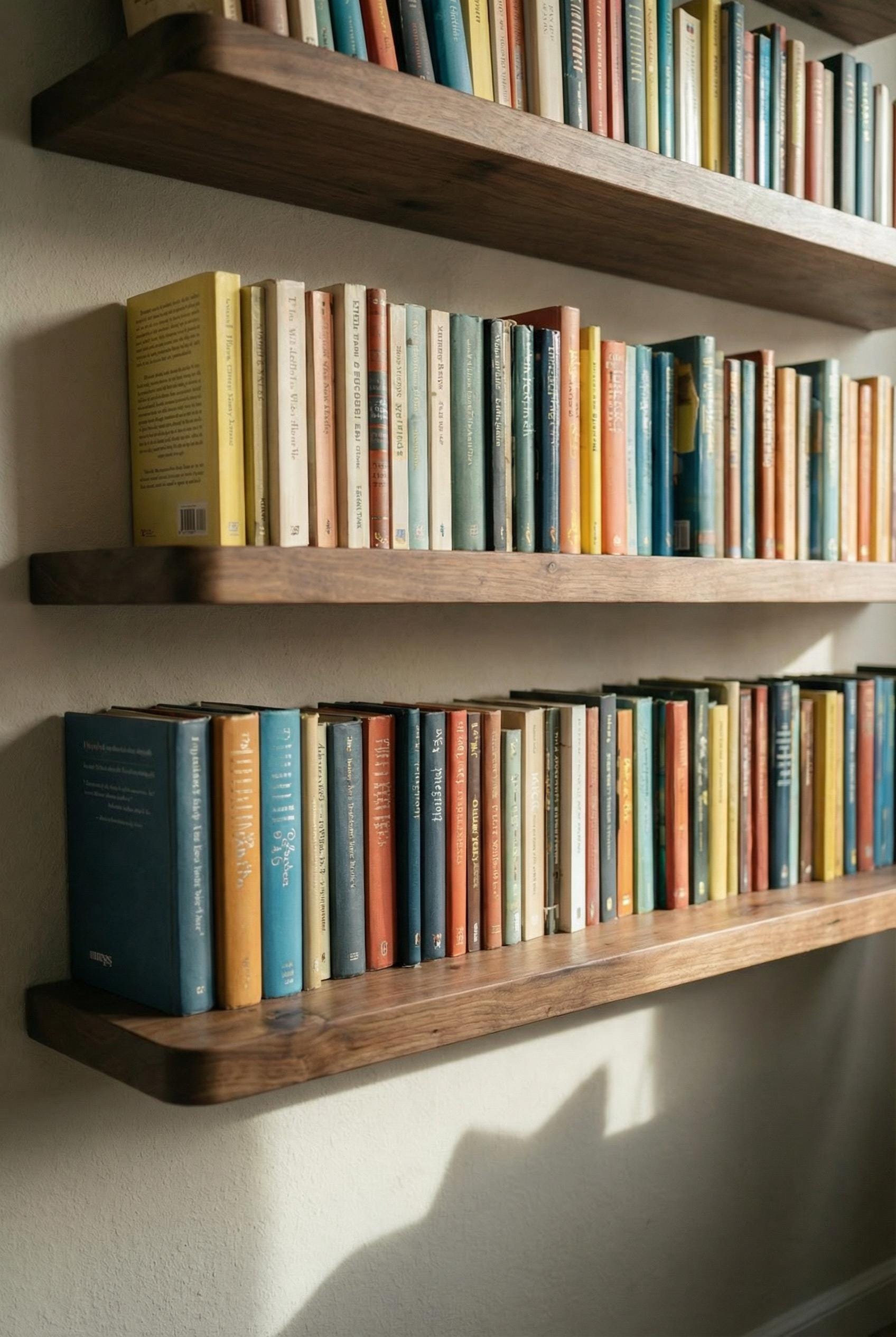 Modern Walnut Floating Shelf With Rounded Edges for Wall Book Storage ...