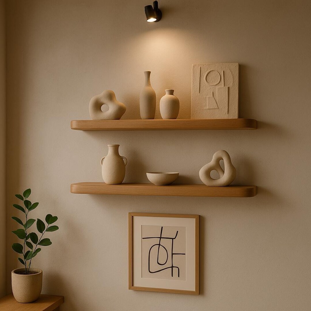 Floating Shelves Rounded Edge – Solid Wood Wall Shelf With Hidden ...