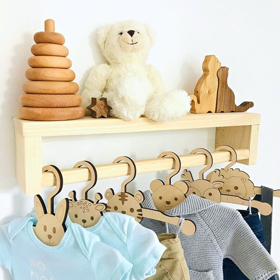 Children's Closet Hangers Pack of 5 Durable Wooden 