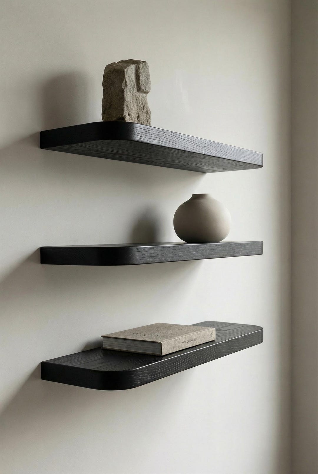Shelf Rounded Edges Modern Floating Wooden Shelf With Rounded Edges – Solid Wood Wall ...
