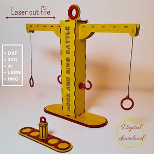 Juego de lucha con gancho y aro de madera - Corte láser - Archivo vectorial DXF