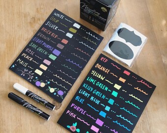 20 Chalk Markers for Chalkboard by Miscellany Supplies (Reversible Tip, Neon & Classic) - Erasable Dustless Water- Based Wet Erase Pens