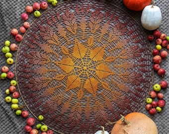 PATRÓN DE GANCHILLO Mandala de Hojas Cayendo 70 cm