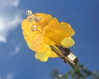 Handmade Shrink Plastic Blue Veronica Persica Flower with Leaves Hair Clip, Alligator Clip, Handmade Hair Accessories, WildFlower Hair Clip