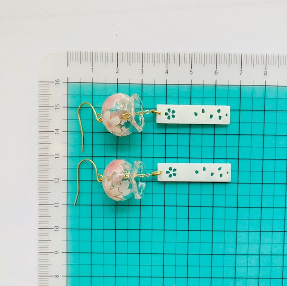 Japanese Wind Chime Furin Glass Sakura Cherry Blossom Flower With