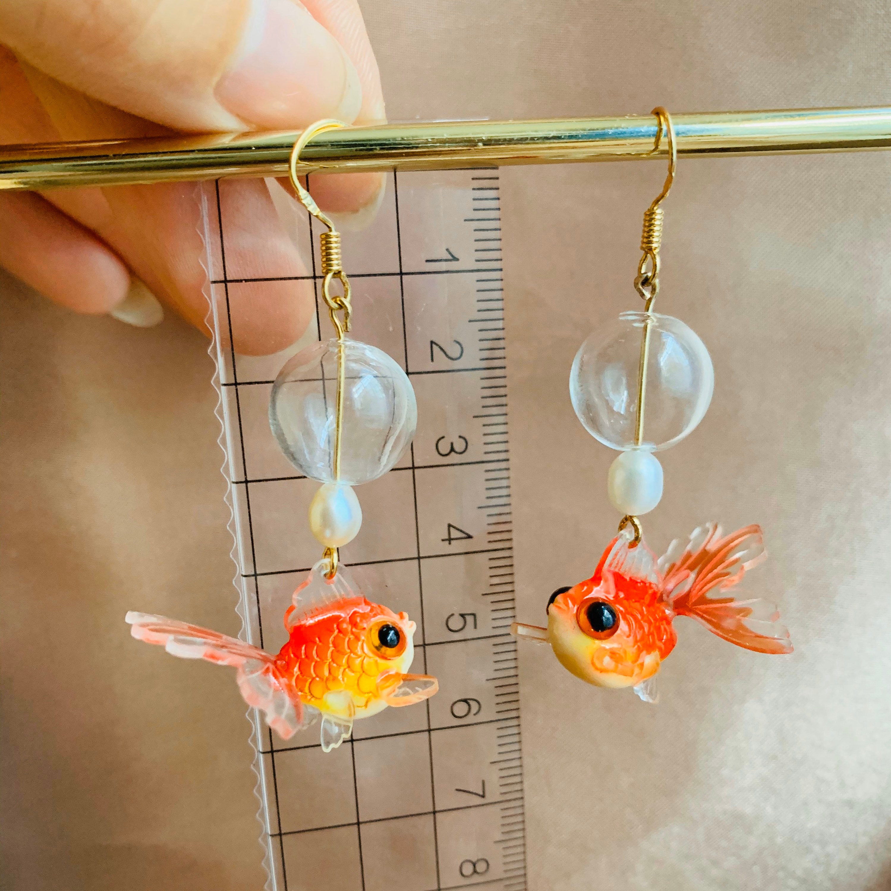 Anmpab Cute Goldfish Dangle Earrings - Transparent Resin Fish Drop Earrings For Women