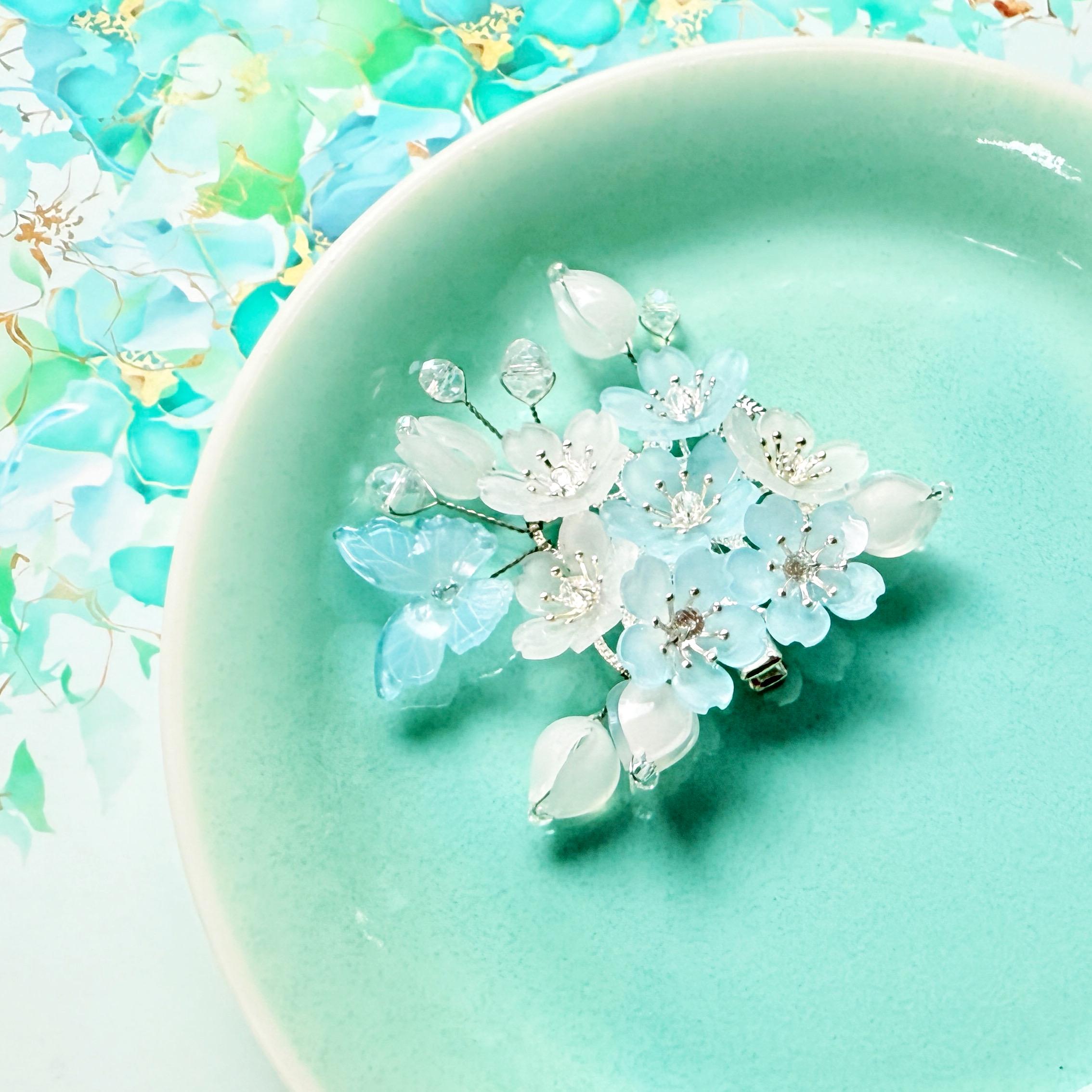 Shrink Plastic Pink Cherry Blossom Sakura Flowers With Crystals