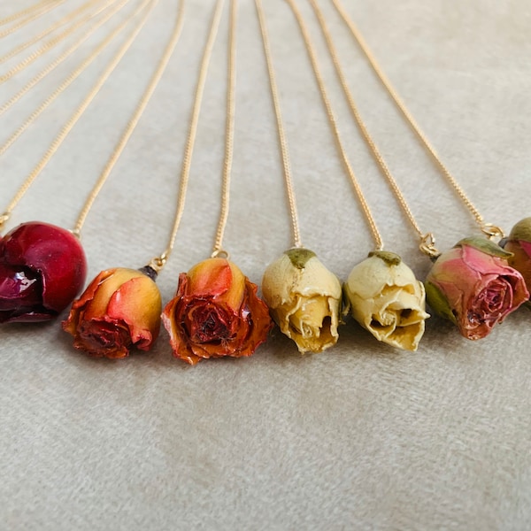 Real Pressed Rose Flowers Threader Earrings, Handmade Ear Threaders, Flowers Sealed in Gel, 7 options