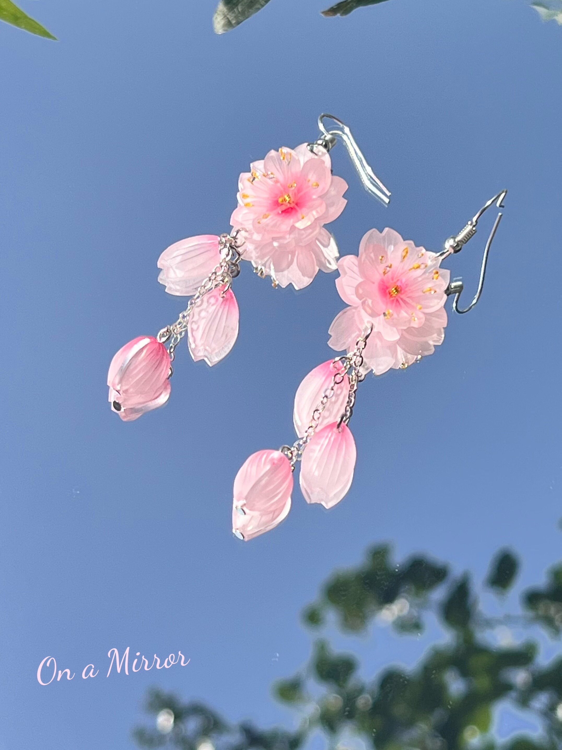 Shrink Plastic Cherry Blossom Pink Sakura Flower With Petals
