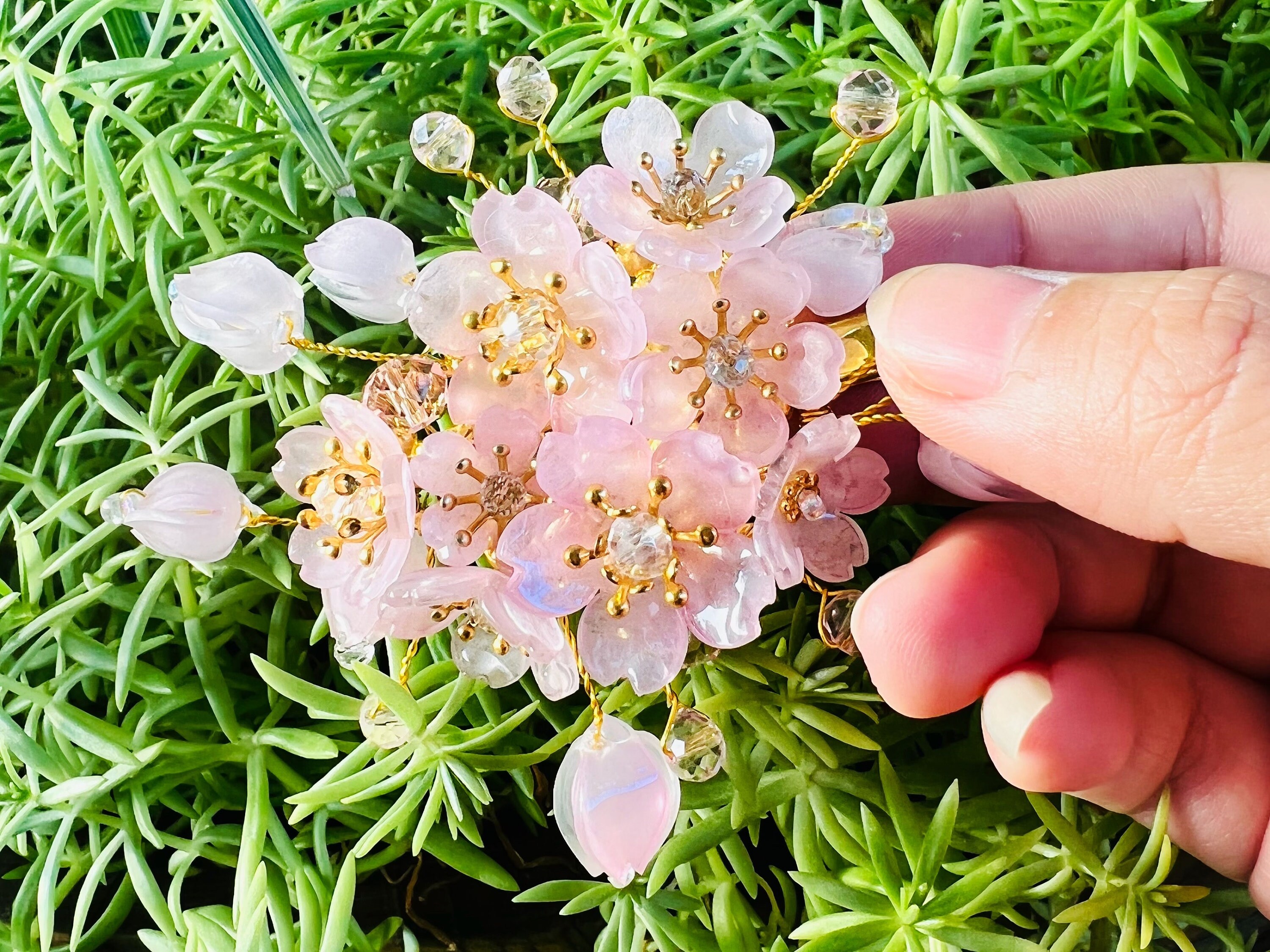 SAKURA Crystal S Clip THBT ライトピンク cherry-blossom-crystal-hair-