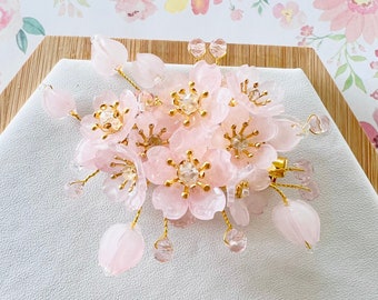 Shrink Plastic Pink Cherry Blossom Sakura Flowers With Crystals