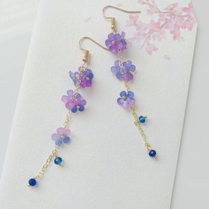 Cherry Blossom Purple Ombré Sakura Flower Japanese Earrings, Handmade Earrings, Aesthetic Earrings, Kawaii Earrings, Gift For Her