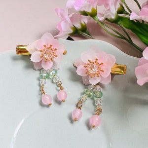 SAKURA Crystal S Clip THBT ライトピンク Shrink Plastic Pink Cherry Blossom Sakura Flowers With Crystal