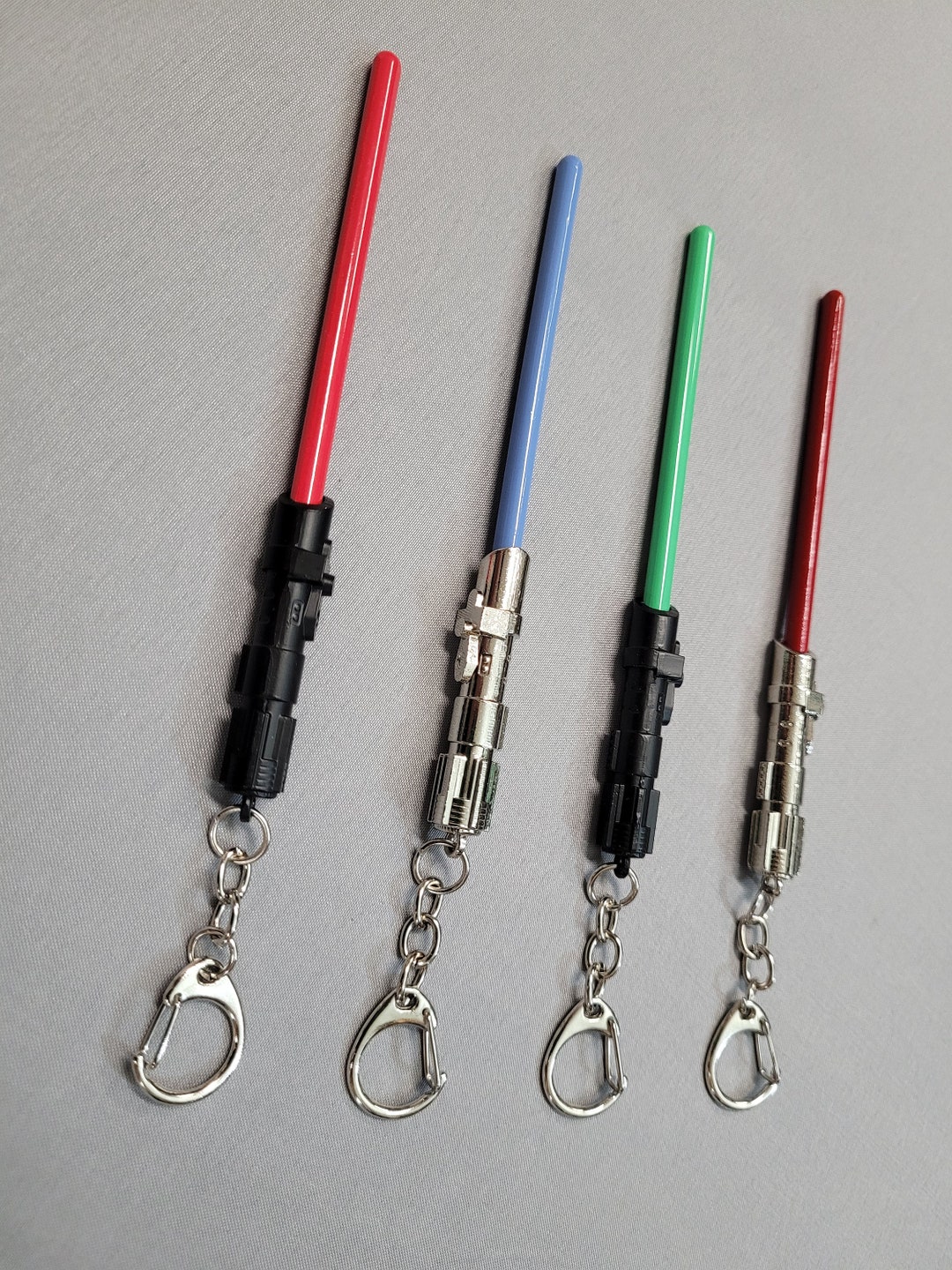 Lightsaber Key Chain Red Green Blue Black Silver Solid Jedi Sith Metal