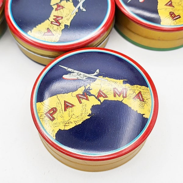 10 Randomly selected Panama Typewriter Ribbon Tins Manifold Supplies Plane Canal Map